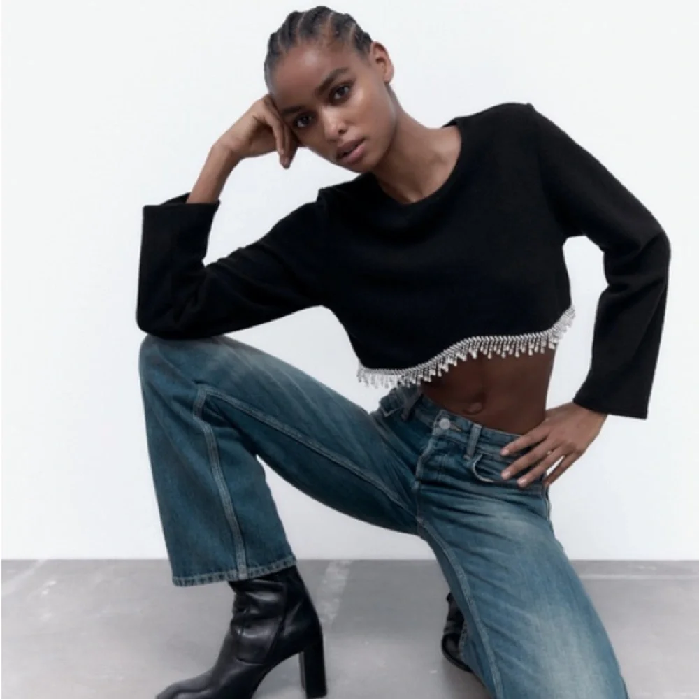 Zara rhinestone cropped